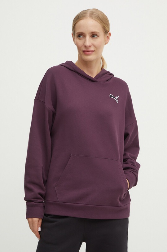 Bavlněná mikina Puma s kapucí burgundské 676804