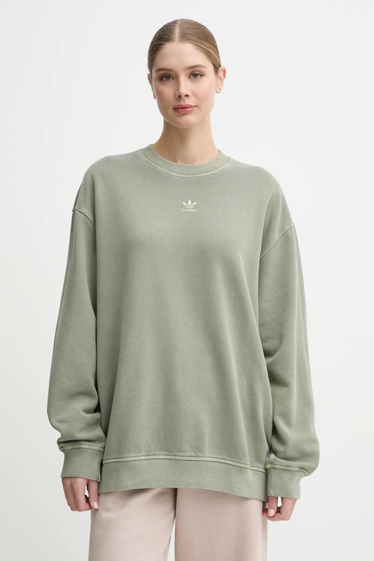 adidas Originals hanorac de bumbac uni verde IX6977