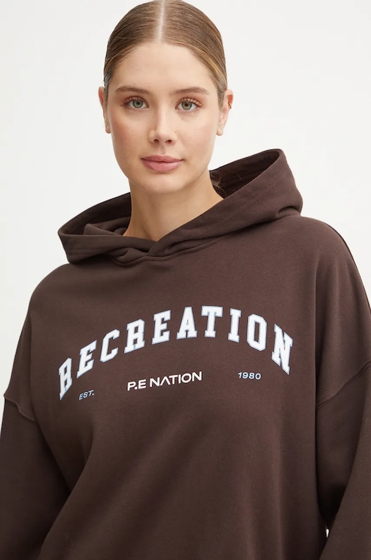 Bavlněná mikina P.E Nation Vantage s kapucí hnědá 243H379