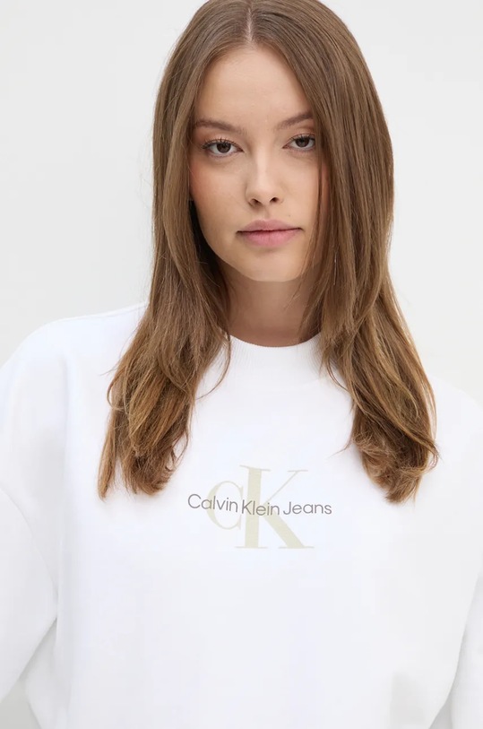 Памучен суичър Calvin Klein Jeans бял J20J224177