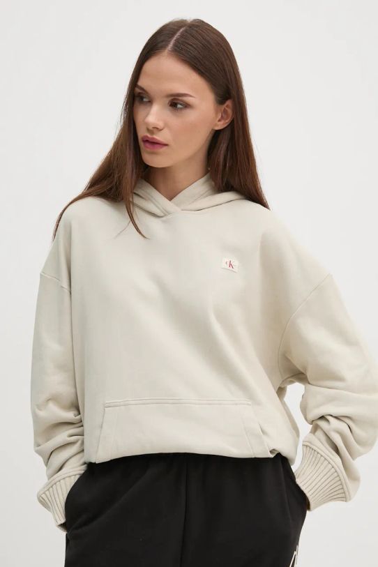 Pamučna dukserica Calvin Klein Jeans bež J20J224173