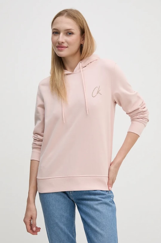 Calvin Klein Jeans hanorac de bumbac imprimeu roz J20J224179