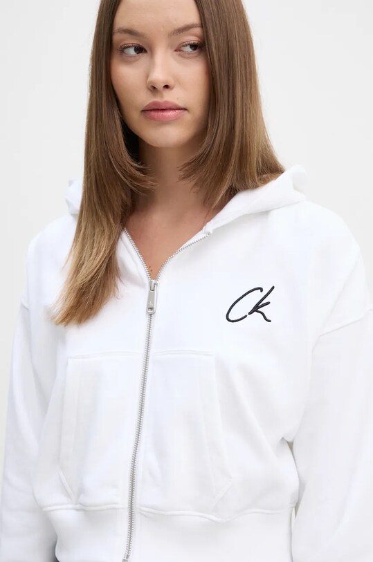 Calvin Klein Jeans hanorac de bumbac alb J20J224440