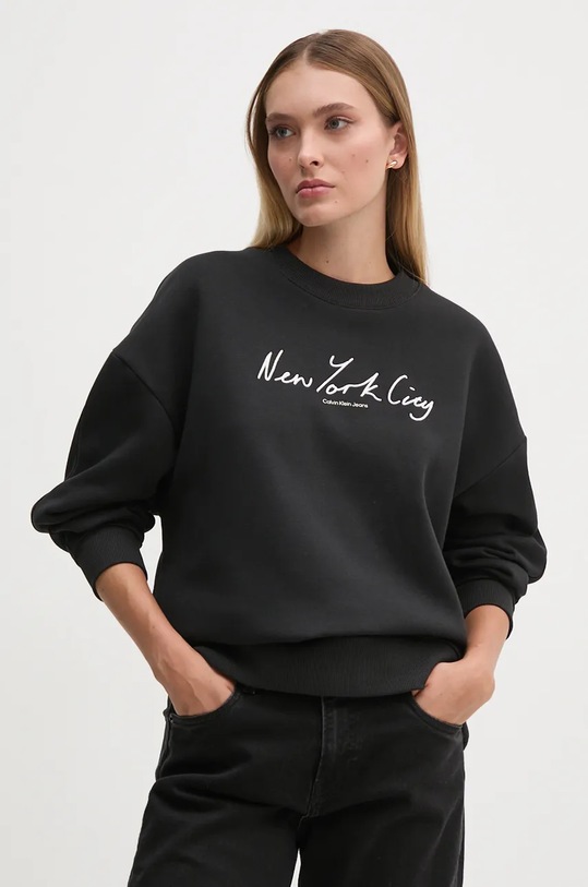 Mikina Calvin Klein Jeans bez kapuce černá J20J224442