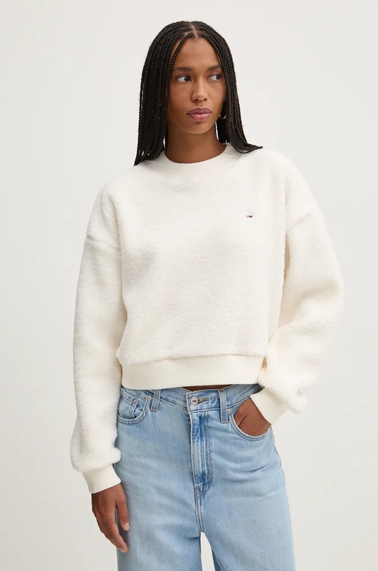 Tommy Jeans bluza polarowa bez kaptura beżowy DW0DW18770