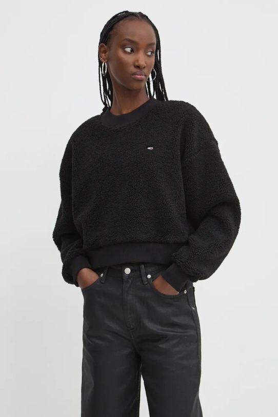 Флісова кофта Tommy Jeans без капюшона чорний DW0DW18770