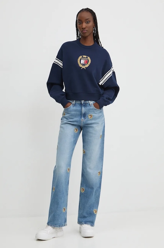 Tommy Jeans hanorac de bumbac DW0DW18772 bleumarin AW24