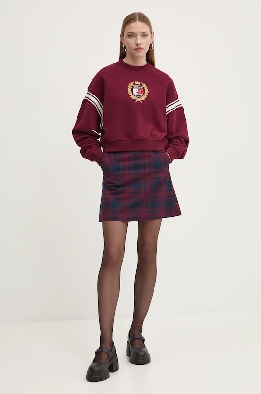 Tommy Jeans hanorac de bumbac DW0DW18772 burgundia AW24