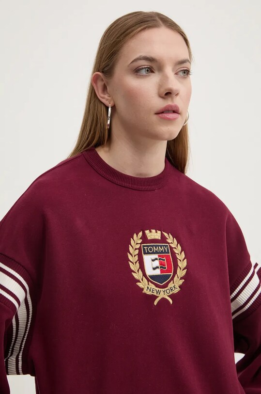 Bavlnená mikina Tommy Jeans burgundské DW0DW18772