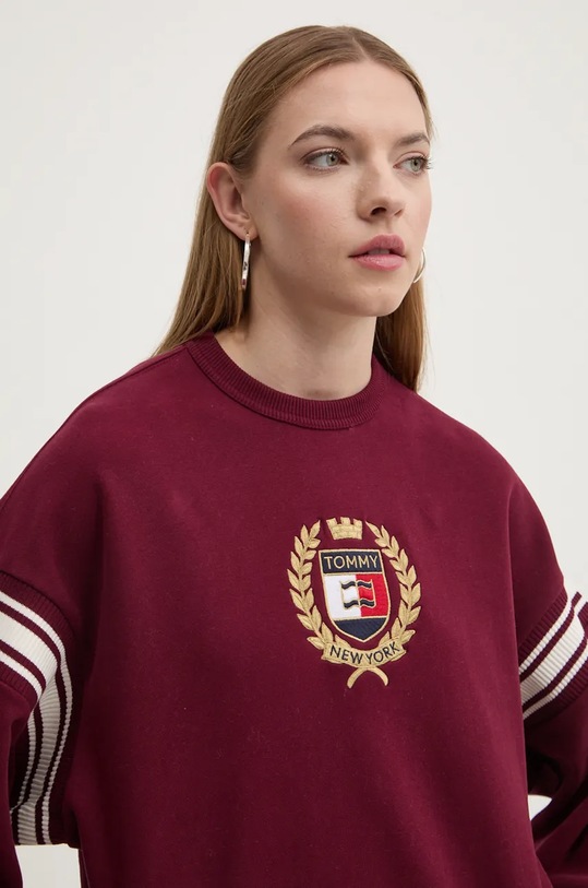 Tommy Jeans hanorac de bumbac burgundia DW0DW18772