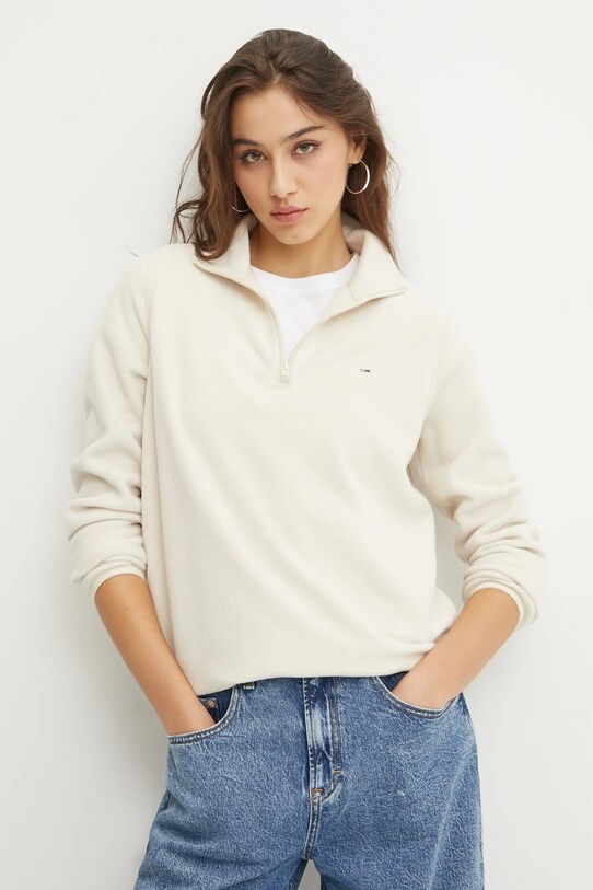 Mikina Tommy Jeans bez kapucne béžová DW0DW19751