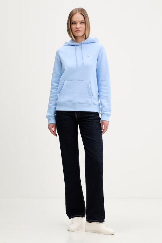 Tommy Jeans mikina dámská s bavlnou DW0DW19958 modrá SS26