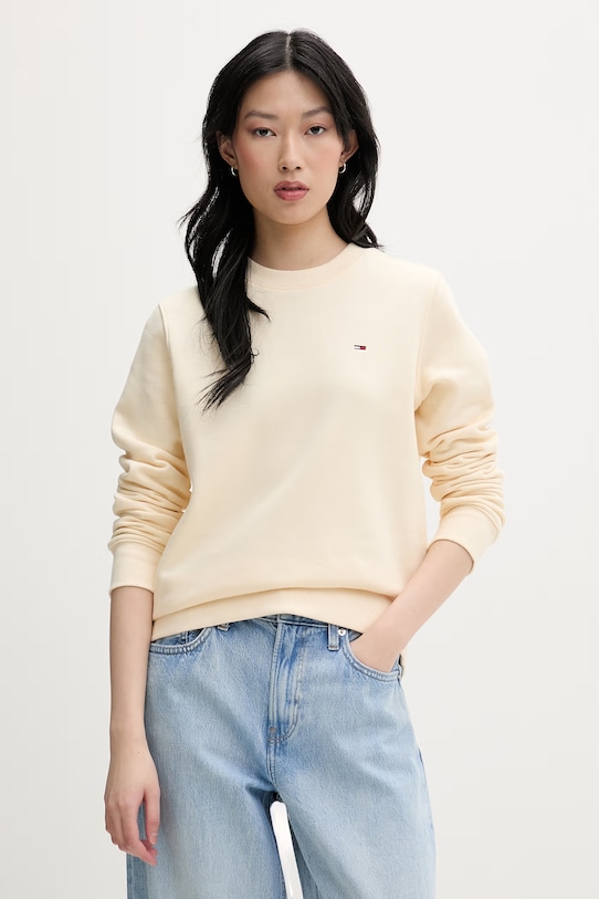 Tommy Jeans bluza damska z bawełną żółty DW0DW19959