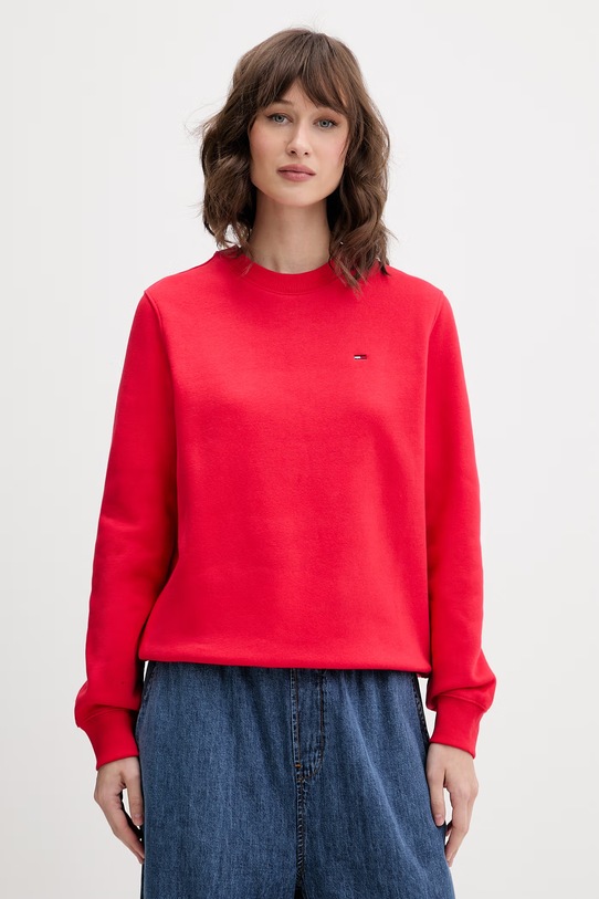 Tommy Jeans bluza damska z bawełny czerwony DW0DW19959