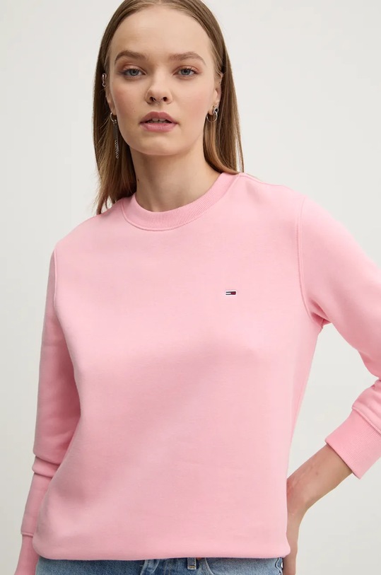 Mikina Tommy Jeans bez kapuce růžová DW0DW19959