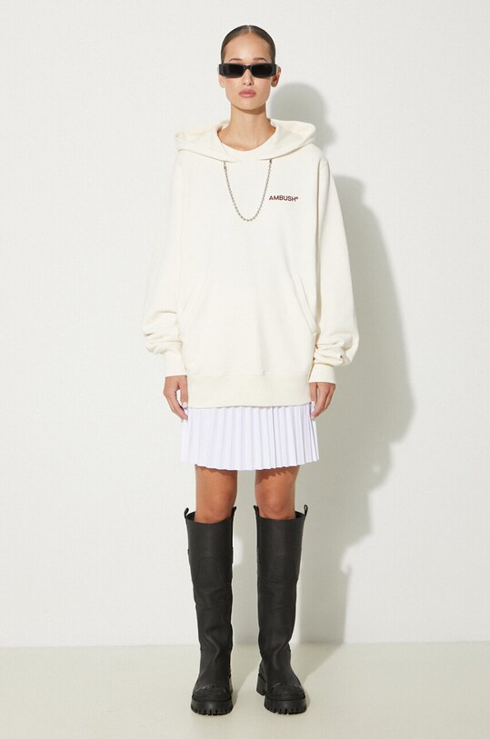AMBUSH hanorac de bumbac Ballchain Hoodie BWBB001F24FLE0013128 bej AW24