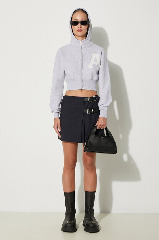 Bavlnená mikina AMBUSH Crop Hoodie BWBB002F24FLE0020505 sivá AW24