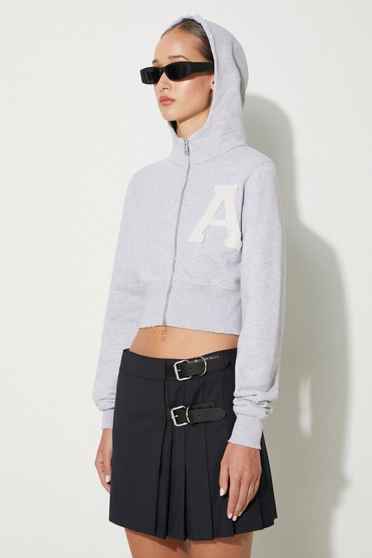 Хлопковая кофта AMBUSH Crop Hoodie серый BWBB002F24FLE0020505