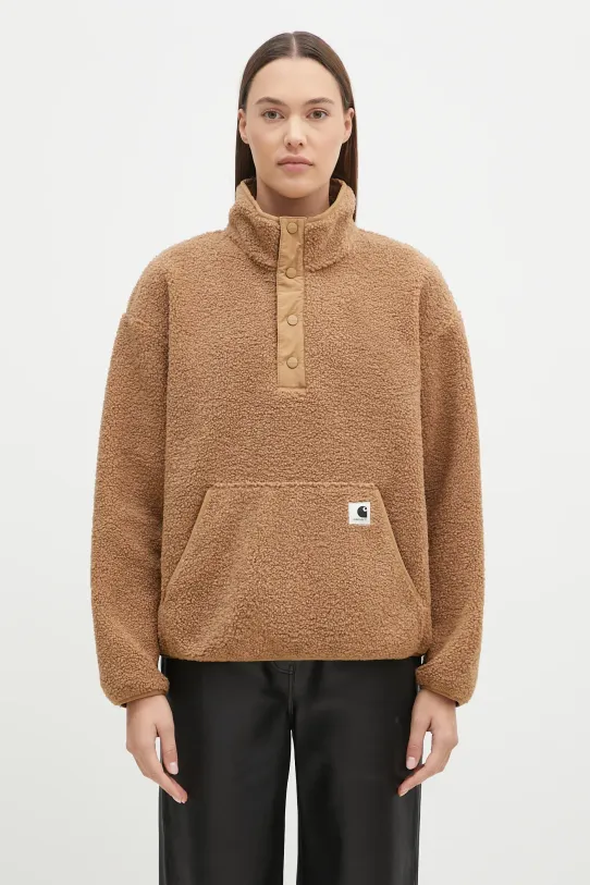 Carhartt WIP fleece sweatshirt Elliot High Neck Liner fleece brown I032241.2HLXX