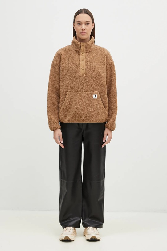 Carhartt WIP fleece sweatshirt Elliot High Neck Liner I032241.2HLXX brown