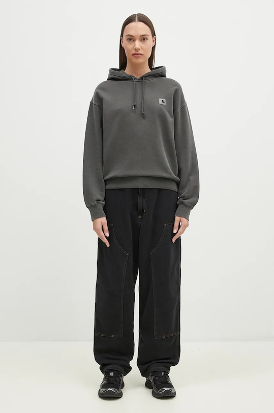 Bavlněná mikina Carhartt WIP Hooded Nelson Sweat I032741.87GD šedá