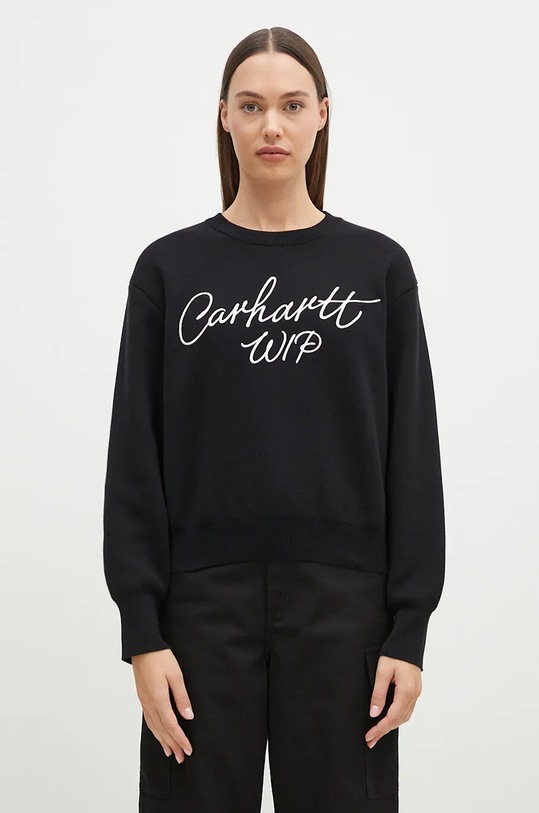 Carhartt WIP sweter bawełniany Signature Sweater bawełna czarny I034034.K02XX