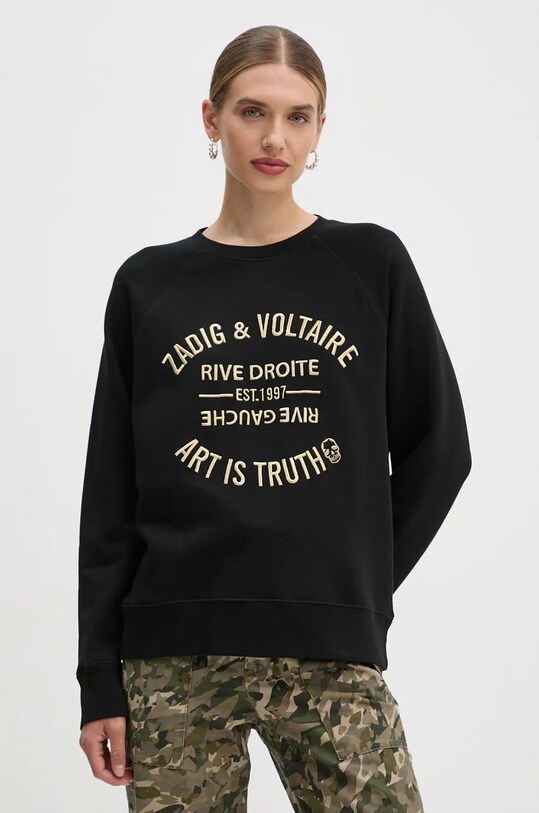 ZADIG&VOLTAIRE hanorac de bumbac negru JWSL00001