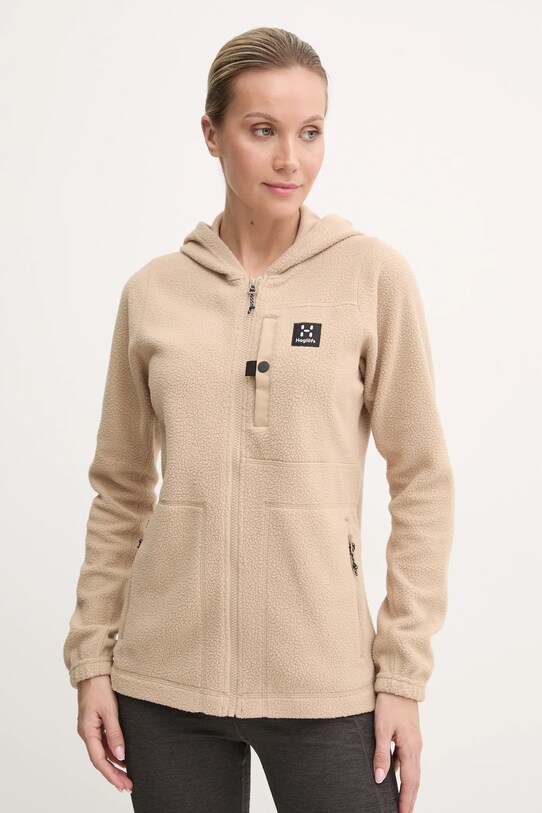Спортен суичър Haglöfs Malung Pile с качулка бежов 606959