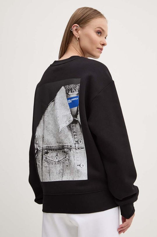 Βαμβακερή μπλούζα Karl Lagerfeld Jeans χωρίς κουκούλα μαύρο 246J1800