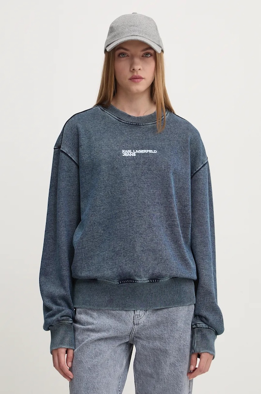 Karl Lagerfeld Jeans bluza bawełniana aplikacja niebieski 246J1801