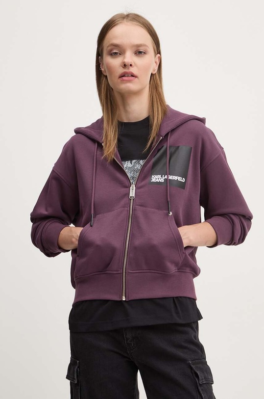Mikina Karl Lagerfeld Jeans s kapucí fialová 246J1807