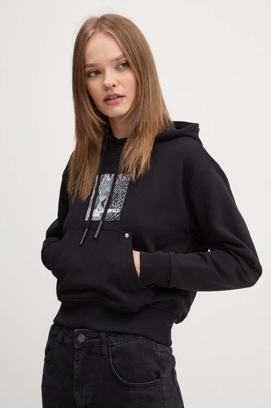Μπλούζα Karl Lagerfeld Jeans με κουκούλα μαύρο 246J1808