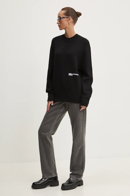 Karl Lagerfeld Jeans pulover de bumbac 246J2000 negru AW24