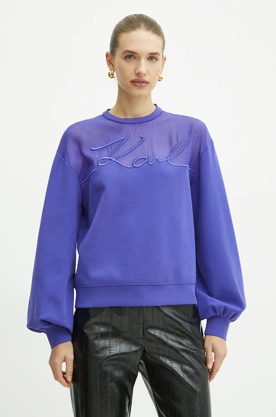 Dukserica Karl Lagerfeld bez kapuljače ljubičasta 246W1806