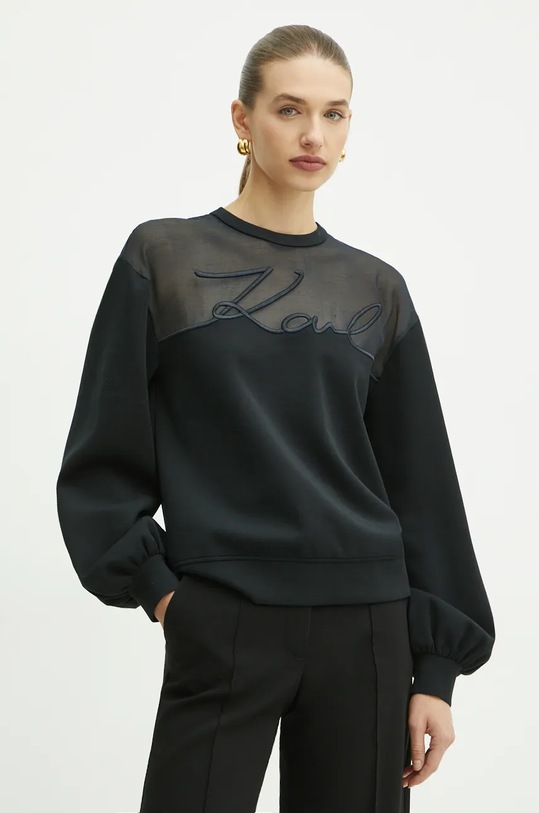 Karl Lagerfeld bluza aplikacja czarny 246W1806