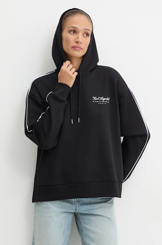 Суичър Karl Lagerfeld с качулка черен 246W2109