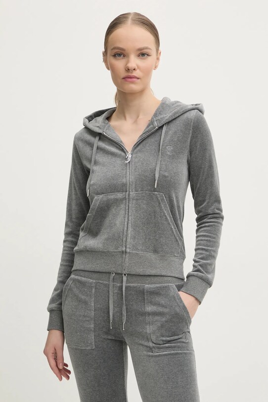 Велюрова кофта Juicy Couture ROBERTSON CLASS сірий JCAP176.694