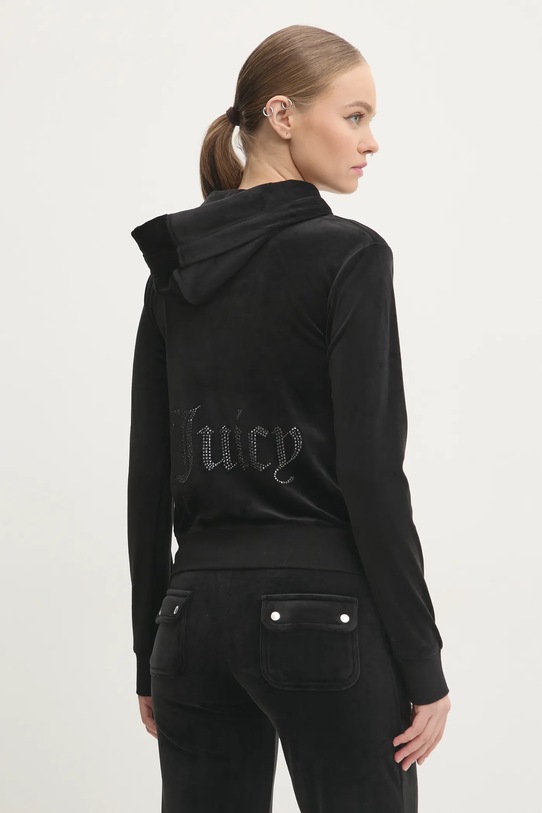 Велюрова кофта Juicy Couture ROBERTSON JEWELLED VELOUR HOODIE чорний JCBAS224814.101