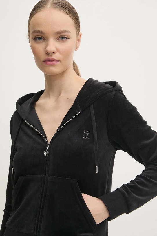Велюрова кофта Juicy Couture ROBERTSON JEWELLED VELOUR HOODIE JCBAS224814.101 чорний