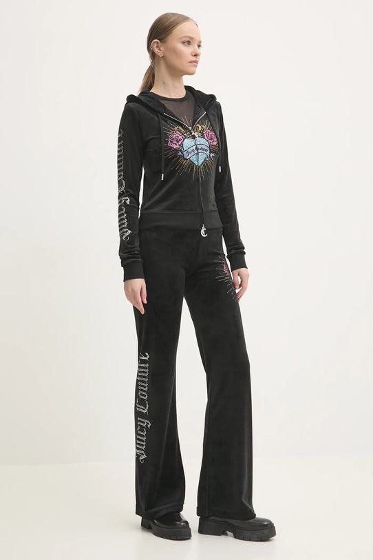 Juicy Couture bluza welurowa SACRED HEART ROBERTSON HOODIE JCBAS224816.101 czarny AW24