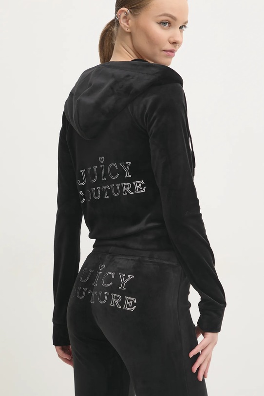 Велюрова кофта Juicy Couture REGAL MADISON HOODIE з капюшоном чорний JCBAS224828.101