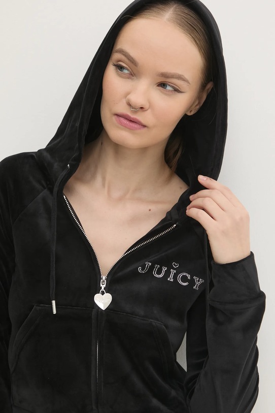 Велюрова кофта Juicy Couture REGAL MADISON HOODIE чорний JCBAS224828.101