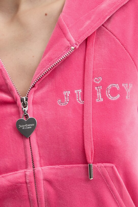 Juicy Couture bluză din velur REGAL MADISON HOODIE JCBAS224828.679 roz