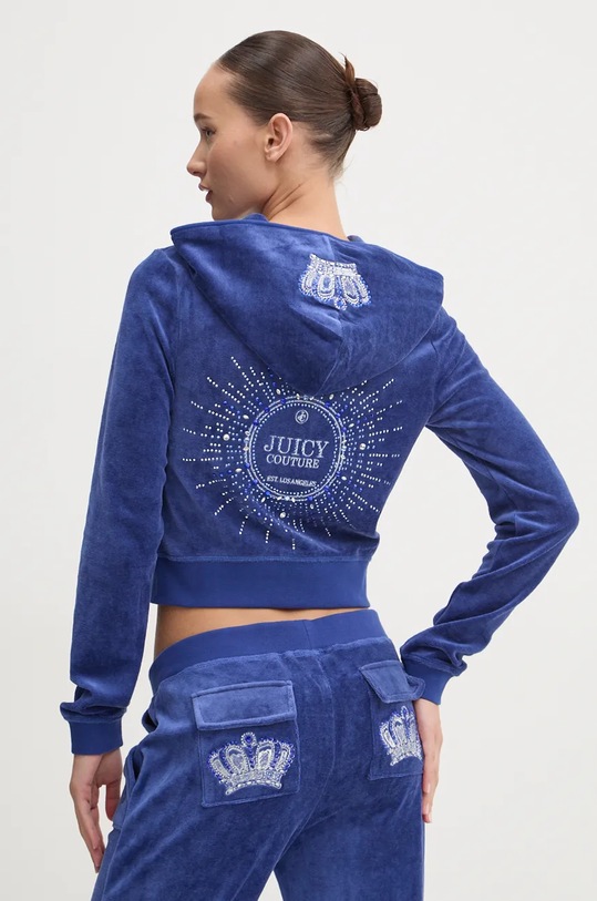 Oblečení Velurová mikina Juicy Couture HERITAGE CROWN ROBYN HOODIE JCGAS224011.484 modrá