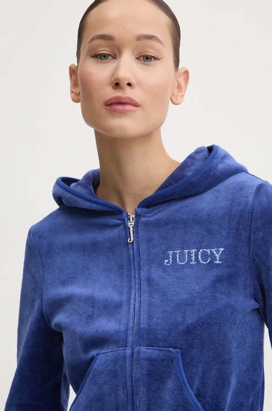 Velurová mikina Juicy Couture HERITAGE CROWN ROBYN HOODIE modrá JCGAS224011.484