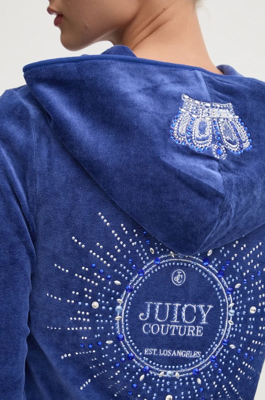 Velurová mikina Juicy Couture HERITAGE CROWN ROBYN HOODIE JCGAS224011.484 modrá
