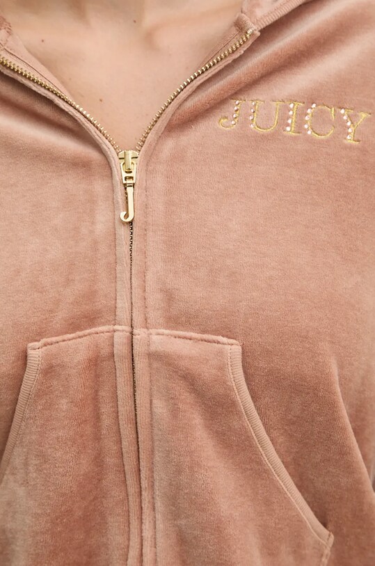 Juicy Couture bluză din velur HERITAGE CROWN ROBYN HOODIE JCGAS224011.681 maro