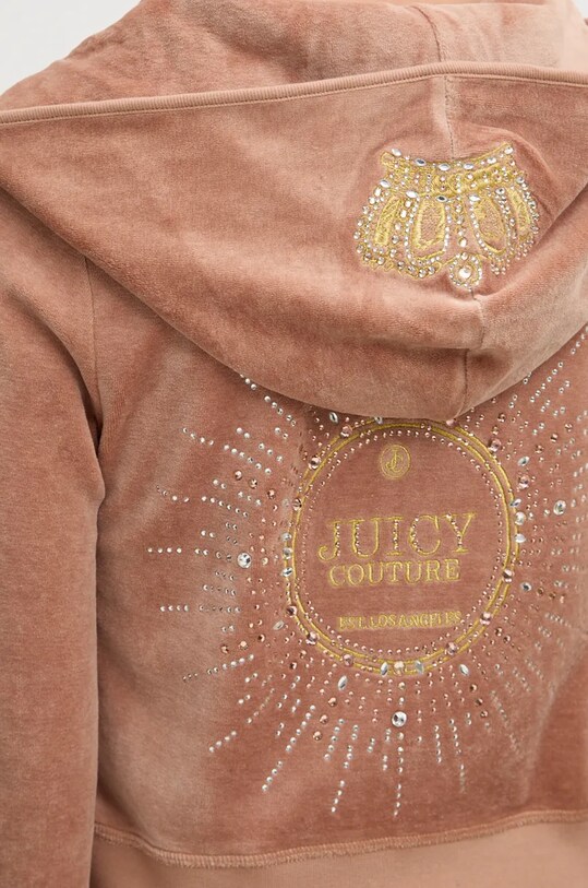 Juicy Couture bluză din velur HERITAGE CROWN ROBYN HOODIE JCGAS224011.681
