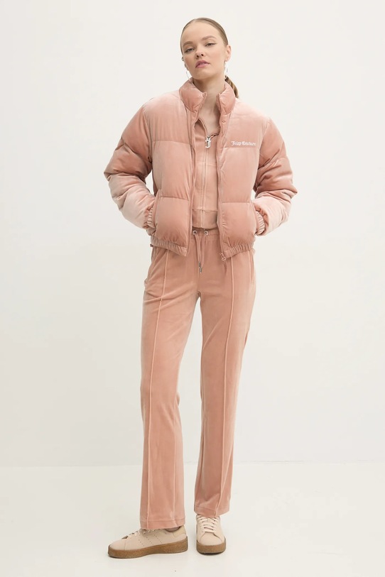 Juicy Couture bluza welurowa MADISON HOODIE JCWA122001.681 brązowy AW24