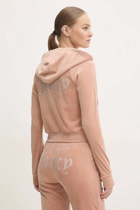 Odzież Juicy Couture bluza welurowa MADISON HOODIE JCWA122001.681 brązowy